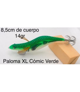 Pez artesano Paloma XL 8.5cm Cómic verde barriga blanca.