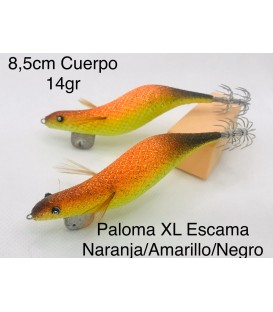 Pez artesano Paloma XL 8.5cm escama tricolor naranja.